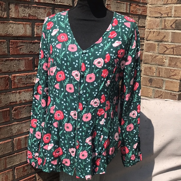 🚨B2G1 MATILDA JANE Green Pink Blue Floral Button Up Top - Picture 1 of 5